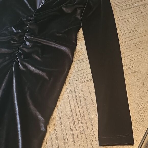 ALL SAINTS black long sleeve velvet mini dress Size 4 - Picture 7 of 14